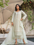 Mint green Manahil Arts Viscose Tassel Silk Embellished Stitched 3-Piece Suit-Mint Enchant