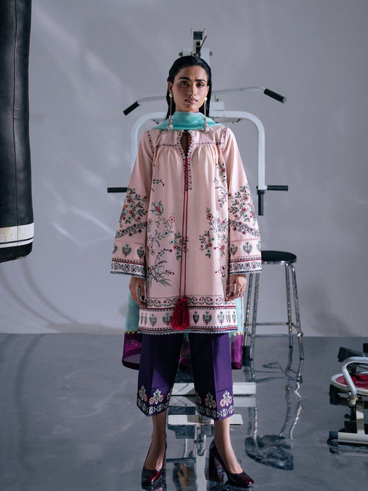 Pink and Blue-Jugnu By Hussain Rehar Pret SS26 Edit IV Cotton Embroidered Stitched 3-Piece Suit-Kyra