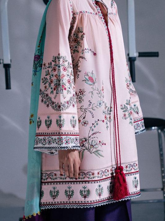Pink and Blue-Jugnu By Hussain Rehar Pret SS26 Edit IV Cotton Embroidered Stitched 3-Piece Suit-Kyra