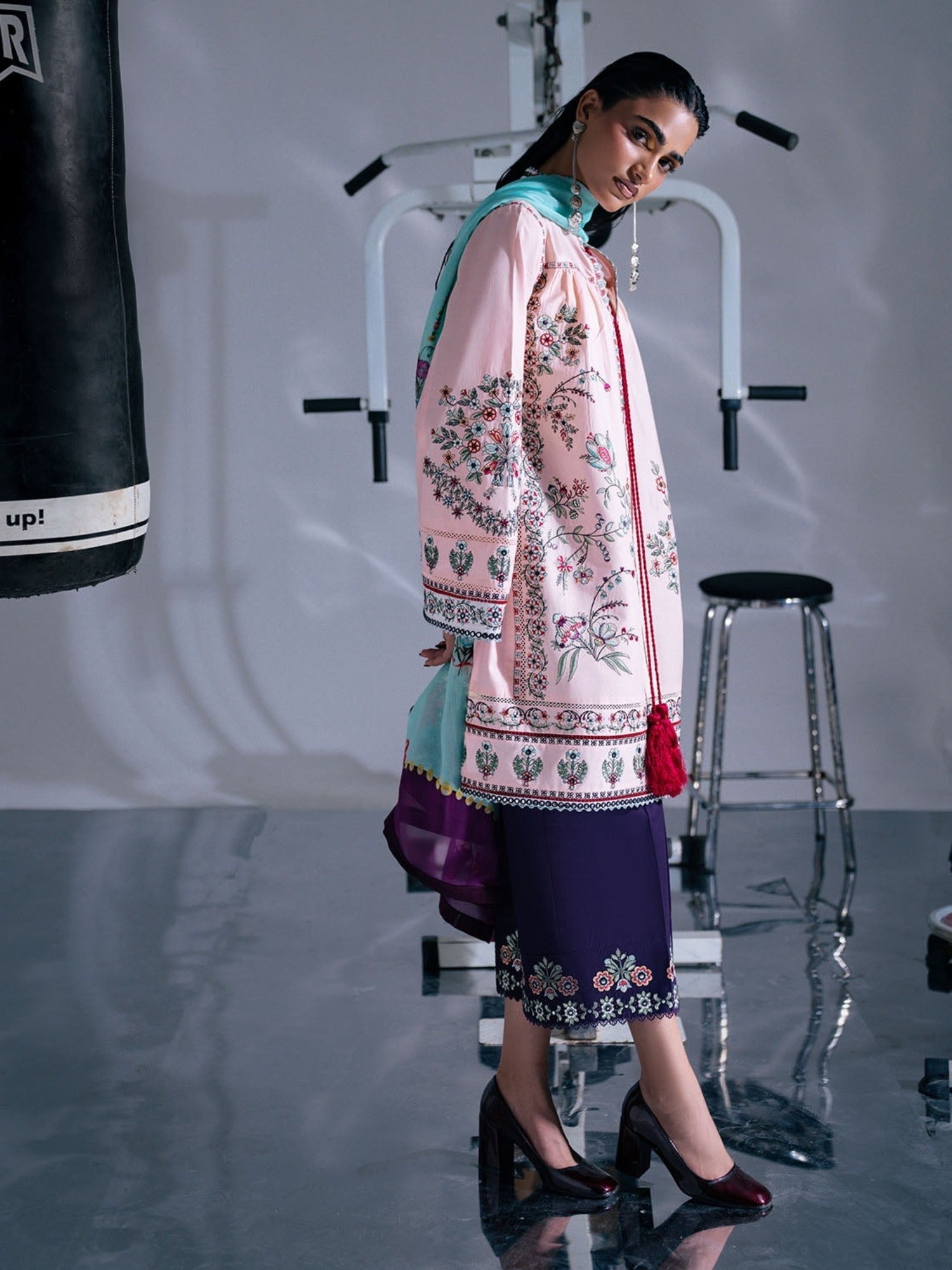 Pink and Blue-Jugnu By Hussain Rehar Pret SS26 Edit IV Cotton Embroidered Stitched 3-Piece Suit-Kyra