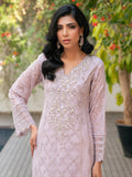 Lilac Manahil Arts Chiffon Embroidered Stitched 3-Piece Suit-K-239