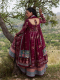 Maroon Hussain Rehar Jinan'26 Lawn Embroidered Unstitched 3-Piece Suit-Nousheen
