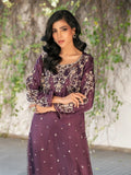 Purple Manahil Arts Viscose Silk Embroidered Stitched 3-Piece Suit-K-263-Purple