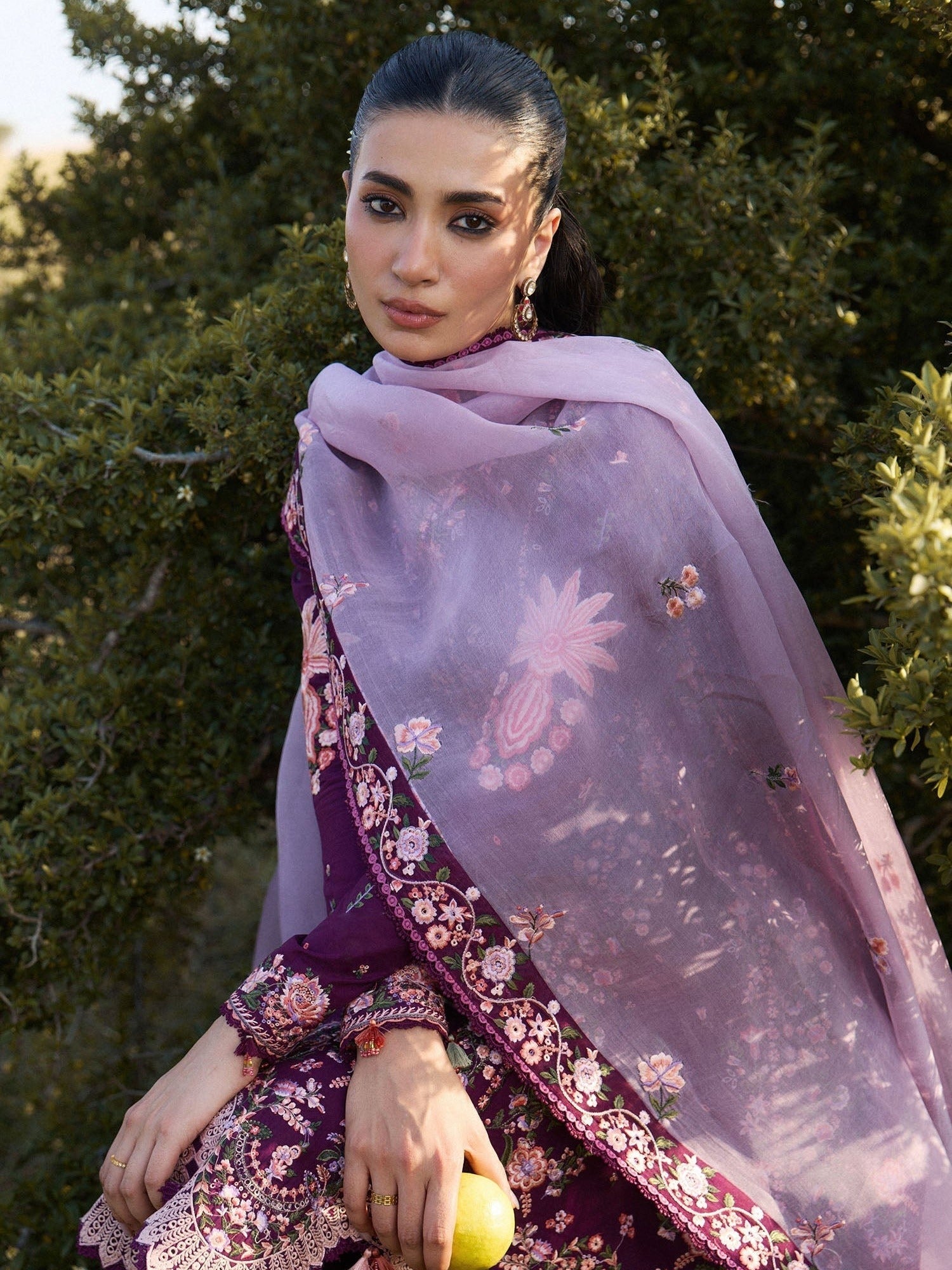 Purple Hussain Rehar Jinan'26 Lawn Embroidered Unstitched 3-Piece Suit-Lyla
