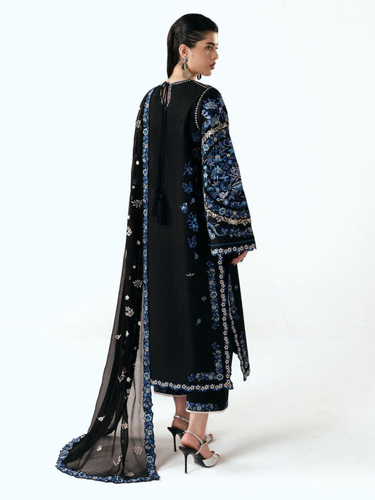 Black-Jugnu By Hussain Rehar SS26 Edit III Cotton Embroidered Unstitched 3-Piece Suit-Ari