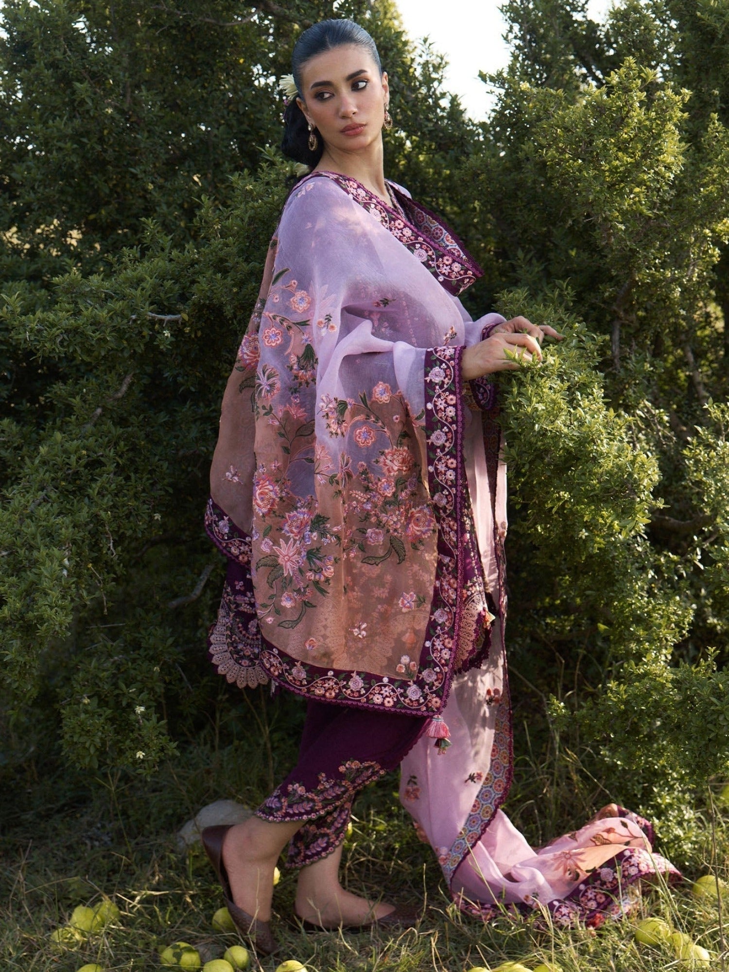 Purple Hussain Rehar Jinan'26 Lawn Embroidered Unstitched 3-Piece Suit-Lyla