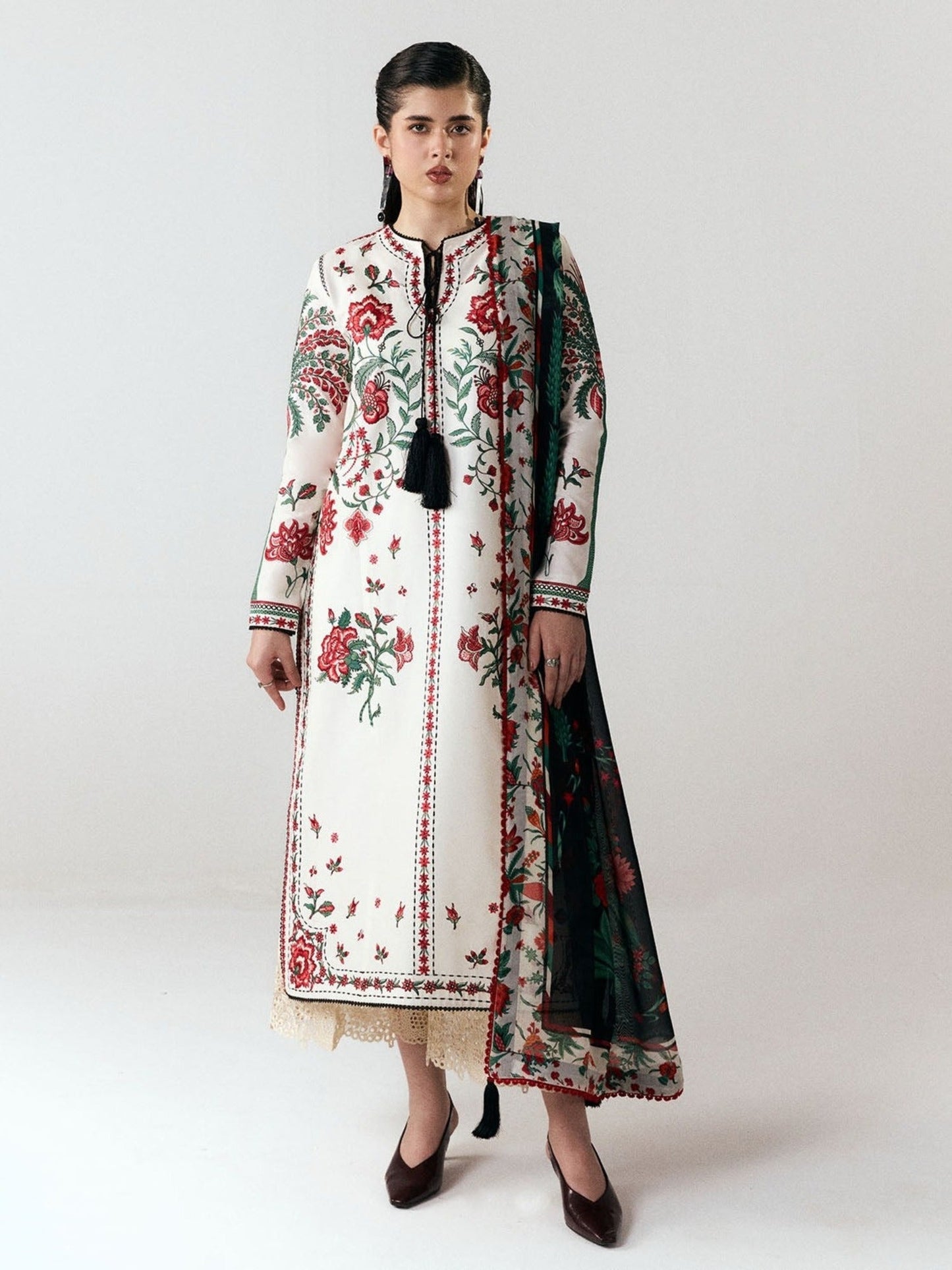 White-Jugnu By Hussain Rehar SS26 Edit III Cotton Embroidered Unstitched 3-Piece Suit-Inali