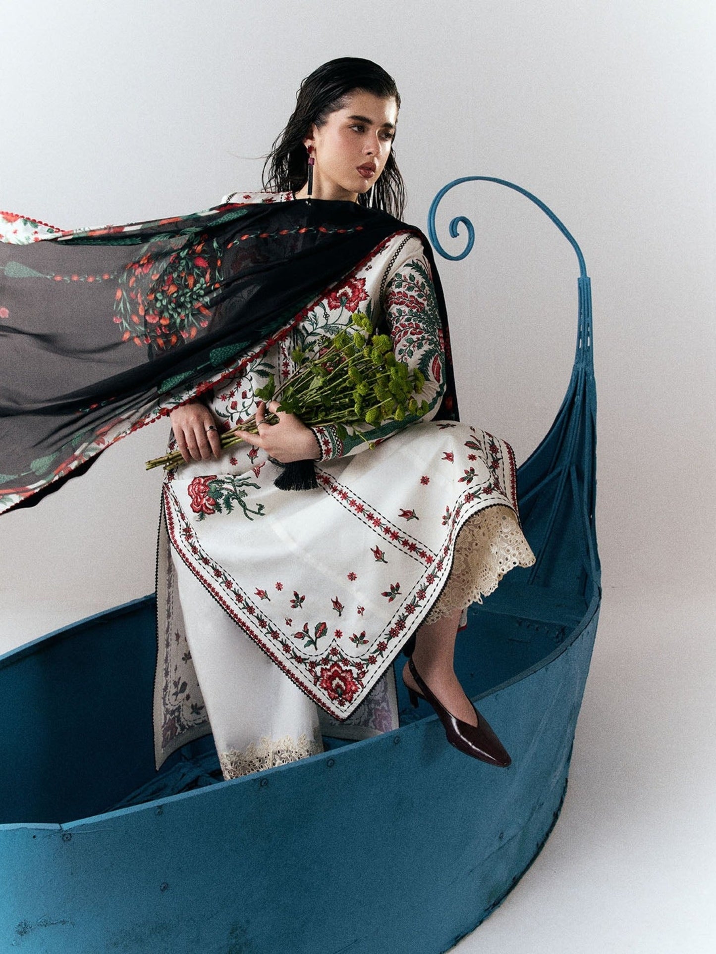 White-Jugnu By Hussain Rehar SS26 Edit III Cotton Embroidered Unstitched 3-Piece Suit-Inali