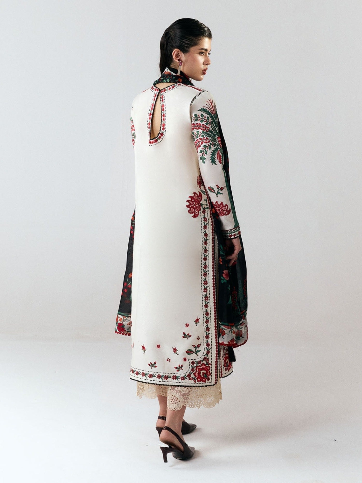 White-Jugnu By Hussain Rehar SS26 Edit III Cotton Embroidered Unstitched 3-Piece Suit-Inali