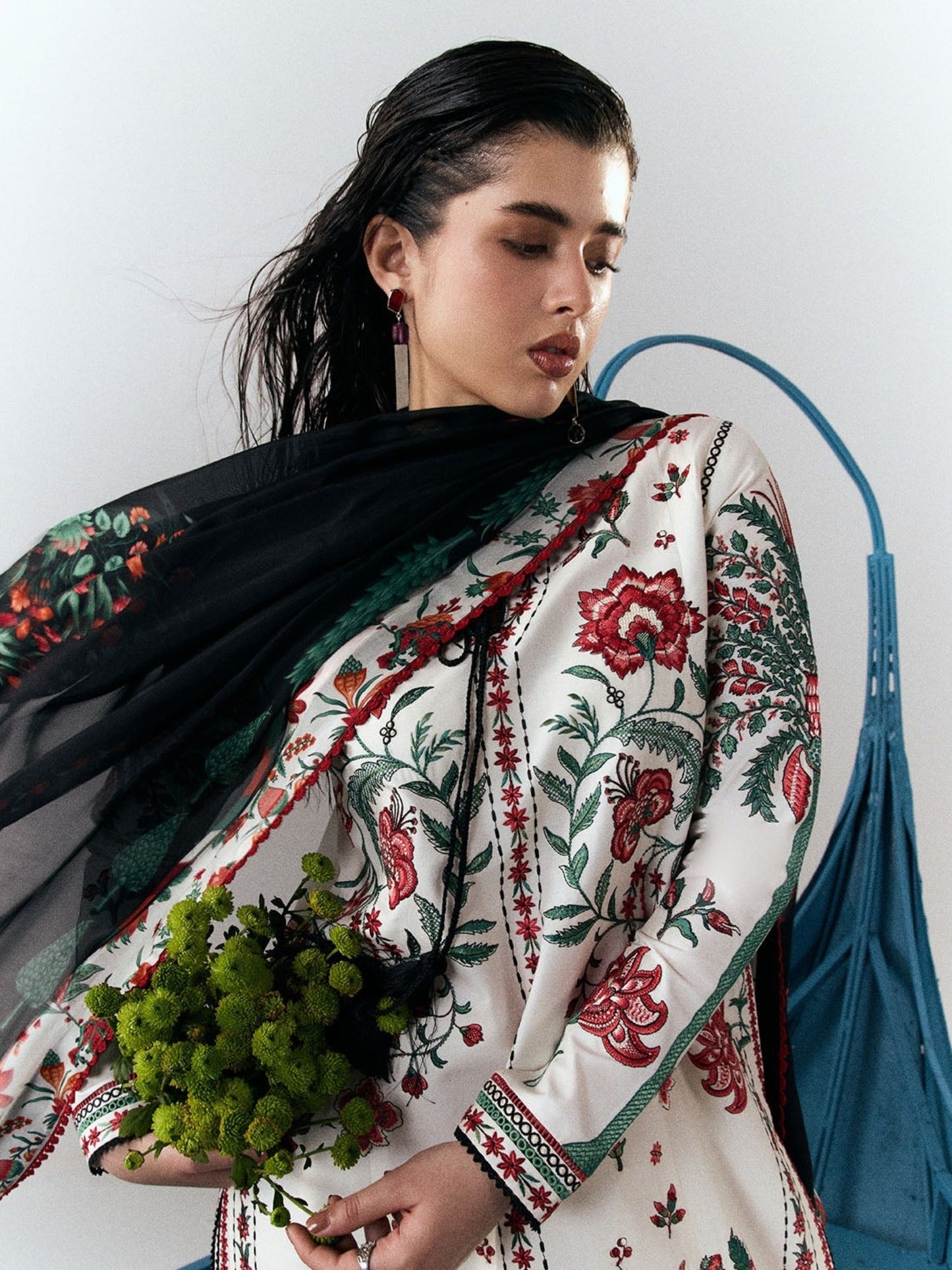 White-Jugnu By Hussain Rehar SS26 Edit III Cotton Embroidered Unstitched 3-Piece Suit-Inali
