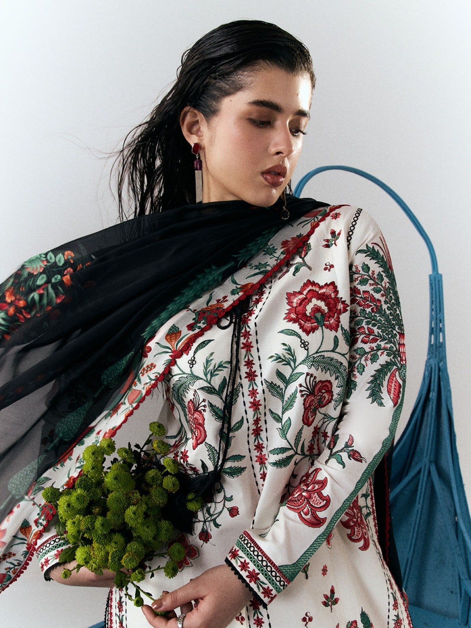 White-Jugnu By Hussain Rehar SS26 Edit III Cotton Embroidered Unstitched 3-Piece Suit-Inali