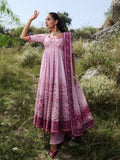 Pink Hussain Rehar Jinan'26 Lawn Embroidered Unstitched 3-Piece Suit-Marjan
