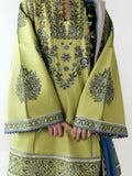 Green-Jugnu By Hussain Rehar SS26 Edit III Cotton Embroidered Unstitched 3-Piece Suit-Mai