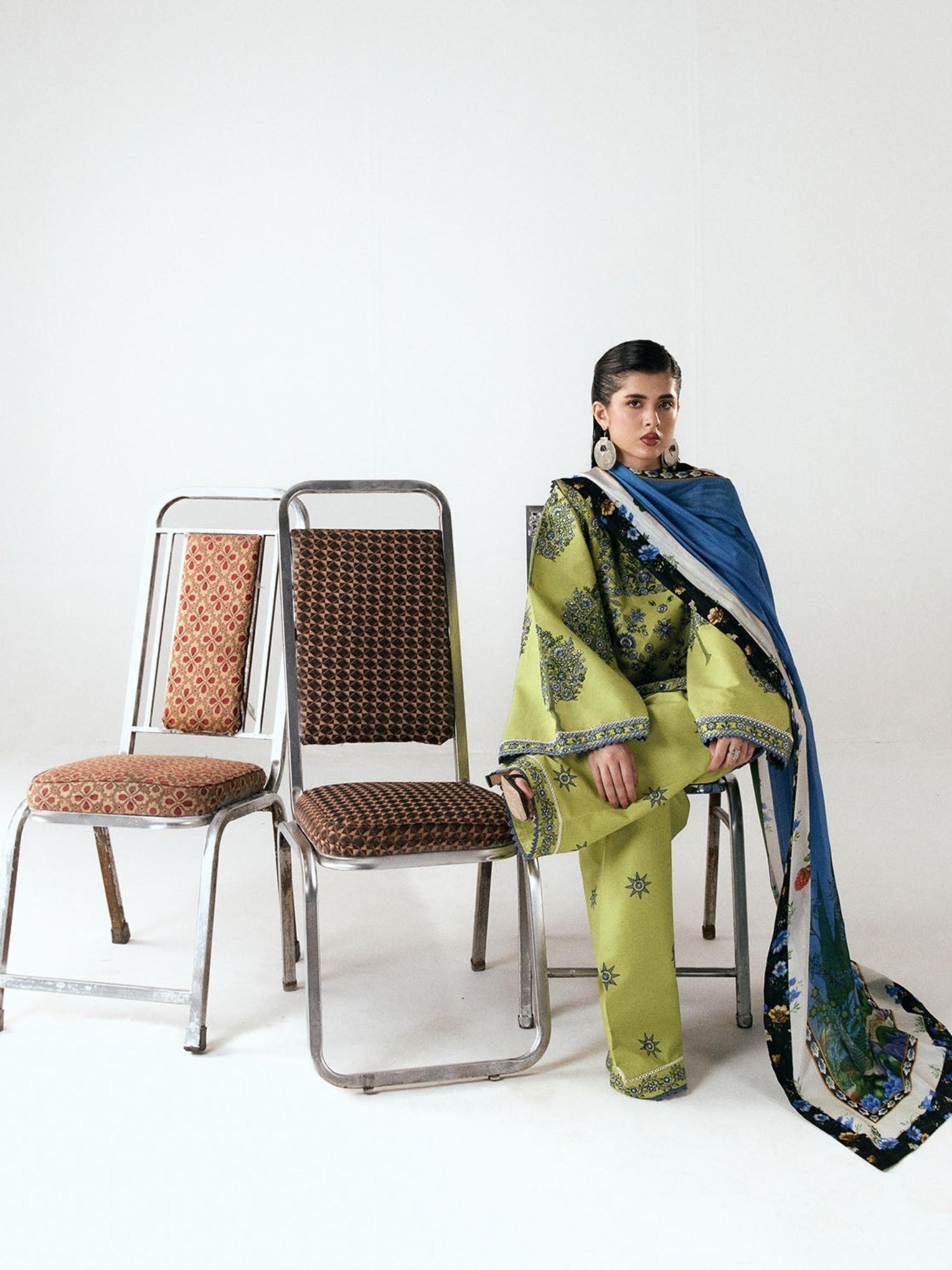 Green-Jugnu By Hussain Rehar SS26 Edit III Cotton Embroidered Unstitched 3-Piece Suit-Mai