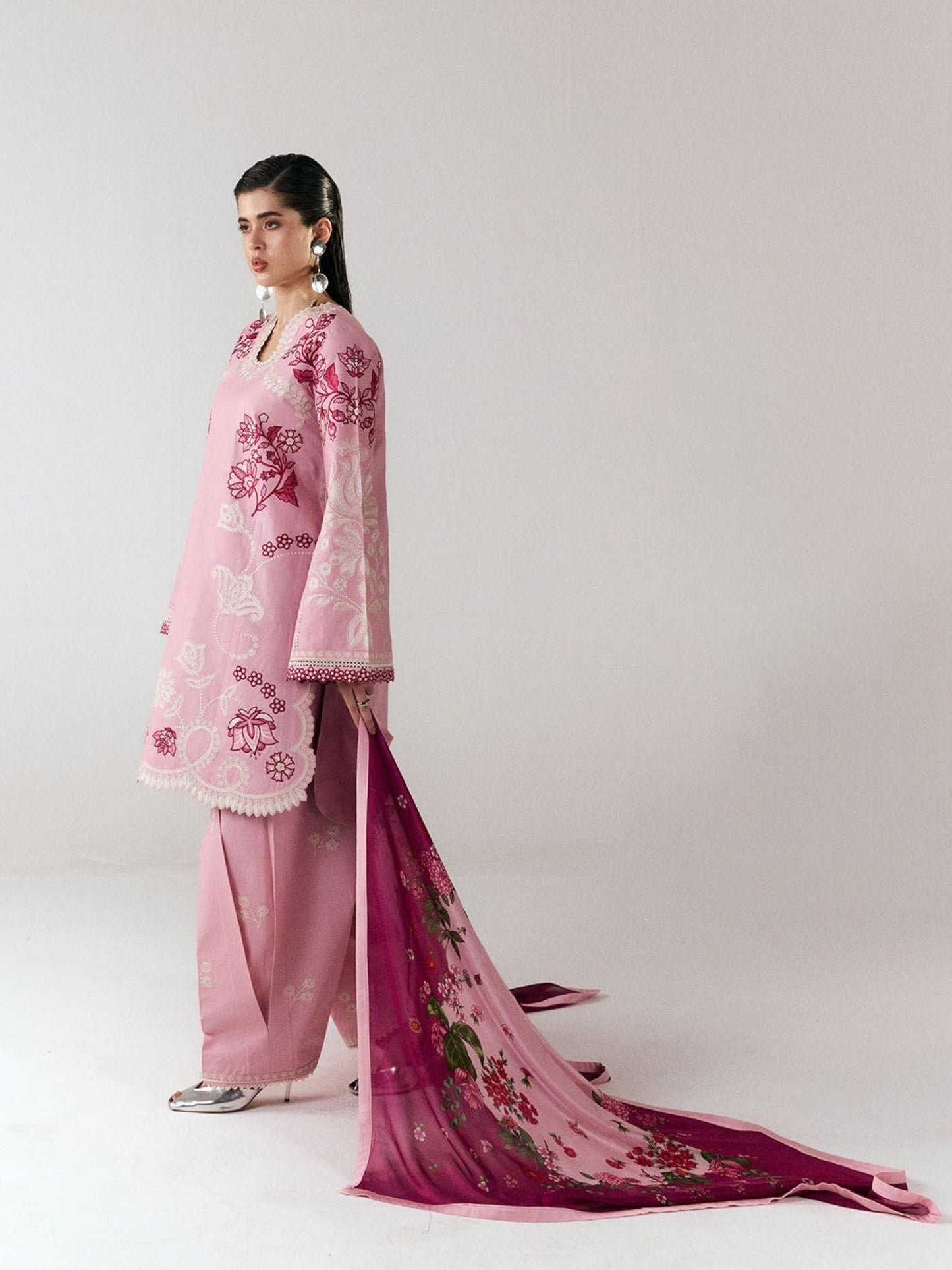 Pink-Jugnu By Hussain Rehar SS26 Edit III Cotton Embroidered Unstitched 3-Piece Suit-Nanya