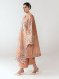Peach-Jugnu By Hussain Rehar SS26 Edit III Cotton Embroidered Unstitched 3-Piece Suit-Nila