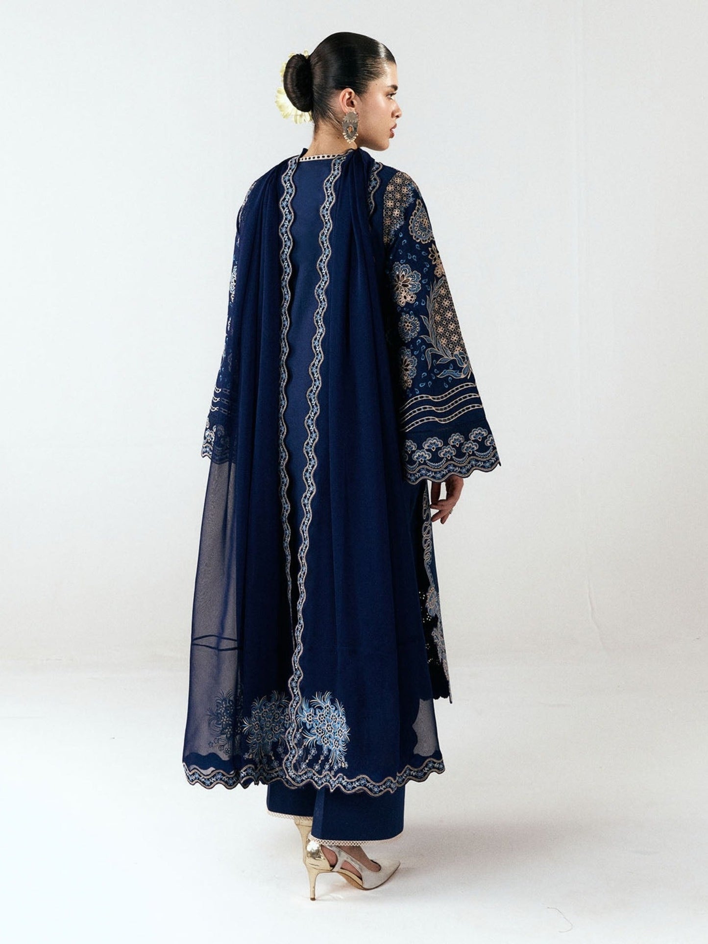 Blue-Jugnu By Hussain Rehar SS26 Edit III Cotton Embroidered Unstitched 3-Piece Suit-Tiva