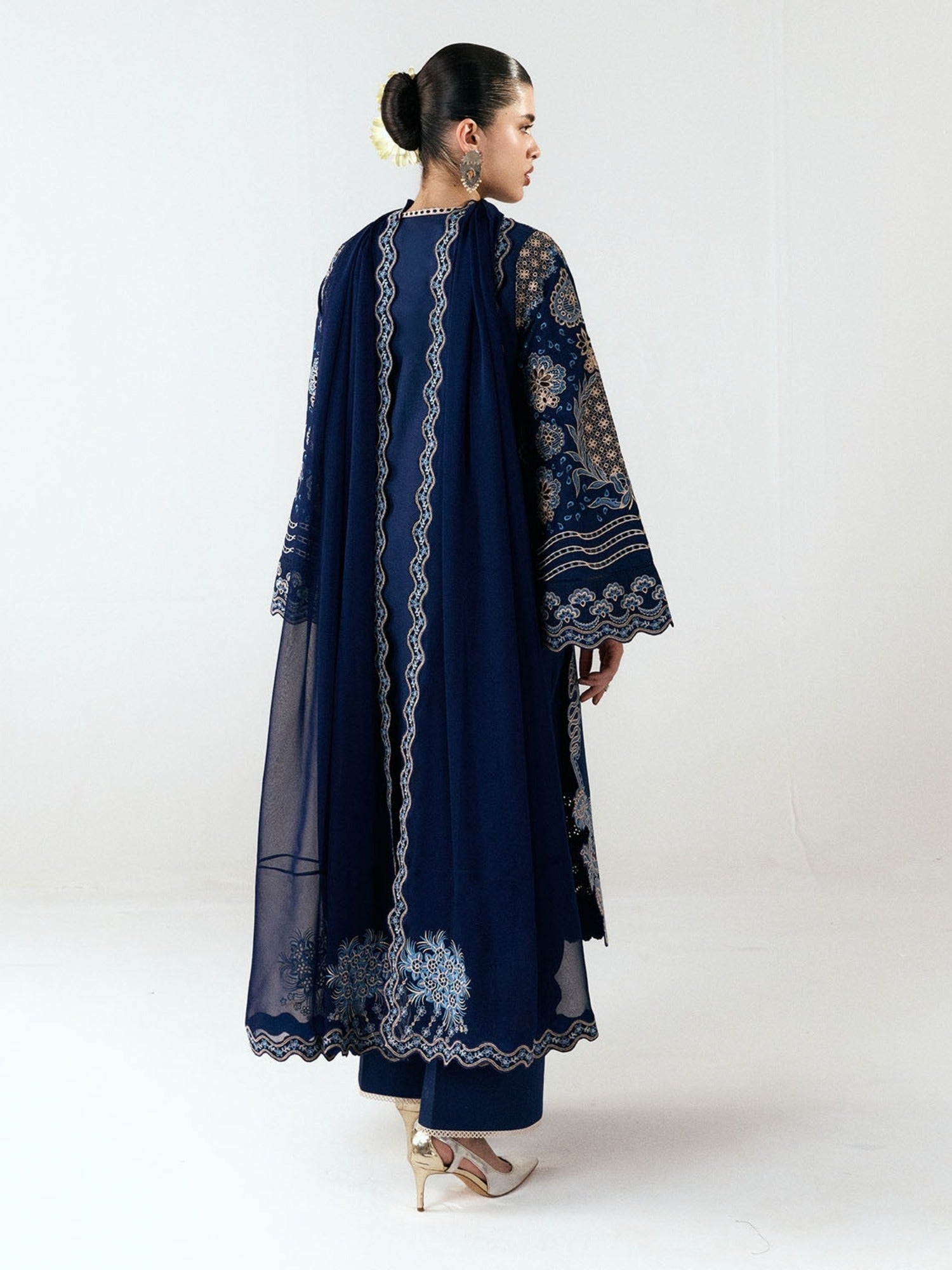 Blue-Jugnu By Hussain Rehar SS26 Edit III Cotton Embroidered Unstitched 3-Piece Suit-Tiva