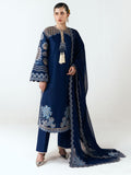 Blue-Jugnu By Hussain Rehar SS26 Edit III Cotton Embroidered Unstitched 3-Piece Suit-Tiva