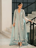 Blue Manahil Arts Viscose Chiffon Embellished Stitched 4-Piece Suit-Ethereal Mist