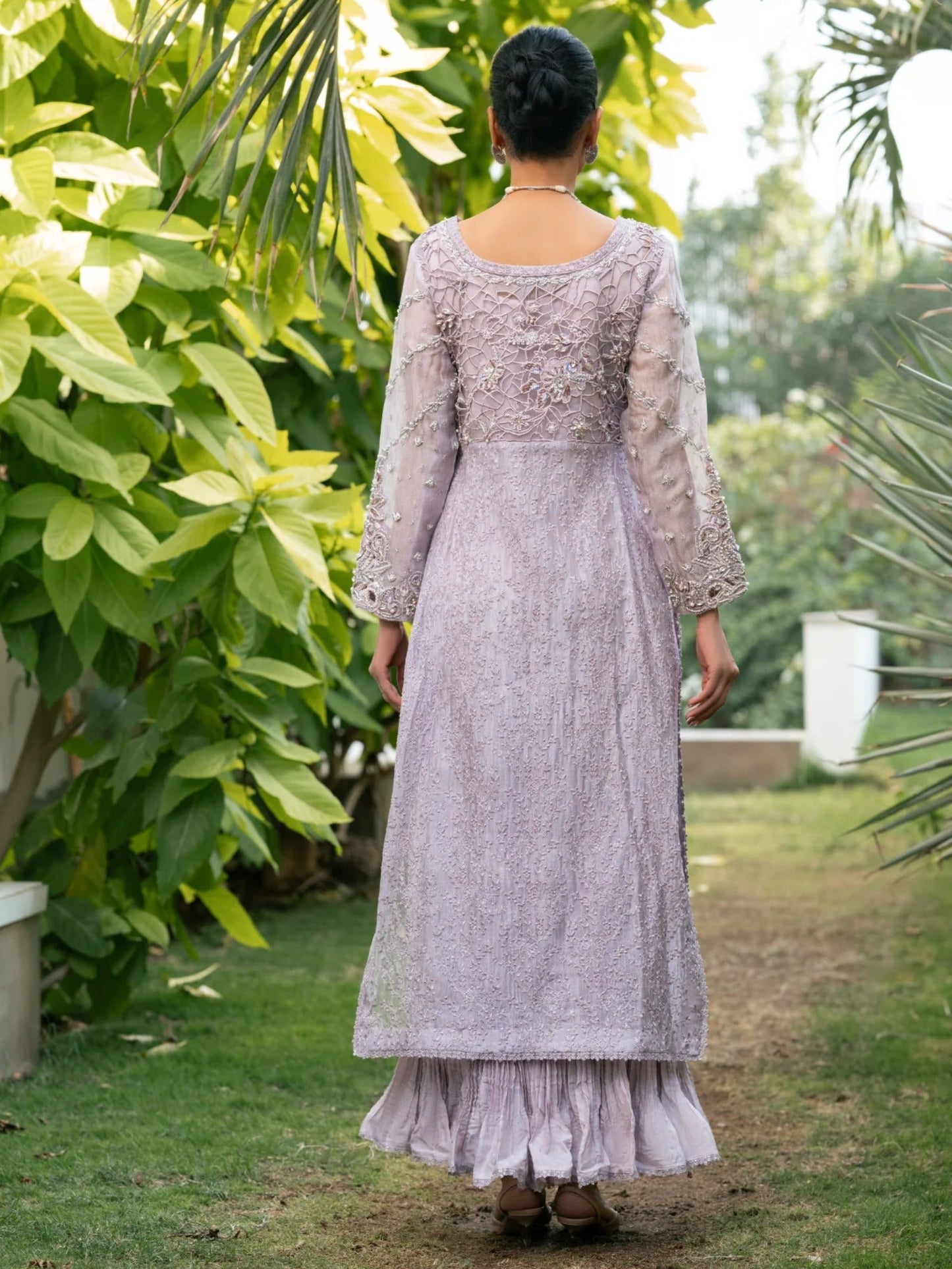 Lilac Manahil Arts Sheesha Net Embellished Stitched 4-Piece Suit-K-240