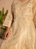 Cream Manahil Arts Organza Embellished Stitched 3-Piece Suit-N4-Butter Cream