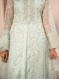 Green Manahil Arts Net Embellished Stitched 3-Piece Suit-N1-Tea Green