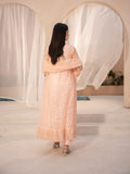 Peach Manahil Arts Net Embellished Stitched 3-Piece Suit-N1-Peach