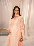 Peach Manahil Arts Net Embellished Stitched 3-Piece Suit-N1-Peach