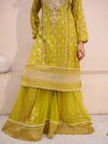 Yellow Manahil Arts Chiffon Embellished Stitched 3-Piece Suit-MS-05-Chartreuse