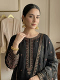 Black Pyara Jora Lawn Embroidered Stitched 3-Piece Suit-Aina Black