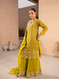Yellow Manahil Arts Chiffon Embellished Stitched 3-Piece Suit-MS-04-Chartreuse