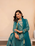 Blue Manahil Arts Chiffon Embellished Stitched 3-Piece Suit-MS-02-Zinc