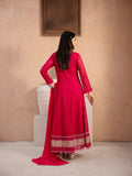 Pink Manahil Arts Chiffon Embellished Stitched 3-Piece Suit-MS-01-Shocking Pink