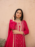 Pink Manahil Arts Chiffon Embellished Stitched 3-Piece Suit-MS-01-Shocking Pink