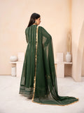 Green Manahil Arts Chiffon Embroidered Stitched 3-Piece Suit-Maxi-106-Bottle Green