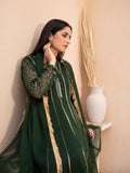 Green Manahil Arts Chiffon Embroidered Stitched 3-Piece Suit-Maxi-106-Bottle Green