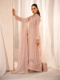 Lilac Manahil Arts Chiffon Embroidered Stitched 3-Piece Suit-Maxi-106-Purple