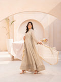 Beige Manahil Arts Chiffon Embroidered Stitched 3-Piece Suit-Maxi-106-Beige