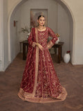 Maroon Manahil Arts Organza Embellished Stitched 3-Piece Lehnga-Luxury-001-Maroon