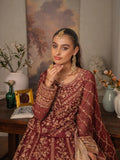 Maroon Manahil Arts Organza Embellished Stitched 3-Piece Lehnga-Luxury-001-Maroon