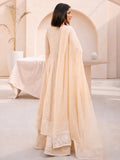 Peach Manahil Arts Chiffon Embellished Stitched 3-Piece Suit-L-025-Peach