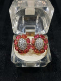 Silver and red-Silver Fashion Hub By Noor Bilal-Stud Earring