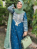 Green and Blue-Pyara Jora Lawn Embroidered Stitched 3-Piece Suit-Arfa