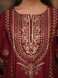 Maroon-Pyara Jora Lawn Embroidered Stitched 3-Piece Suit-Zarnab