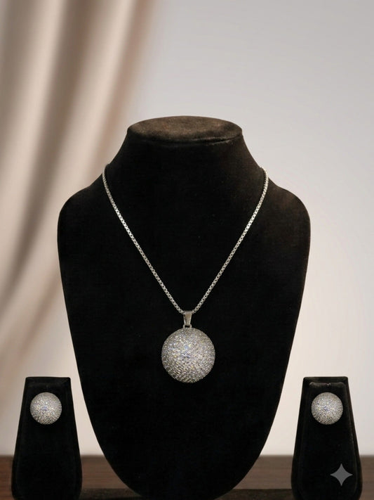 Silver Fashion Hub By Noor Bilal-Pendent Set