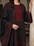 Black and red-Pyara Jora Lawn Embroidered Stitched 3-Piece Suit-Black Rose