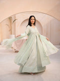 Aqua Green-Manahil Arts Chiffon Embellished Maxi-L-025-Aqua