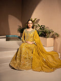 Mustard Yellow-Manahil Arts Chiffon Embellished Maxi-K-197-Mustard