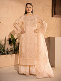 Peach-Manahil Arts Organza Embellished Stitched 3-Piece Suit-K-183-Peach